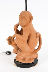 MID-CENTURY TERRACOTTA MONKEY TABLE LAMP