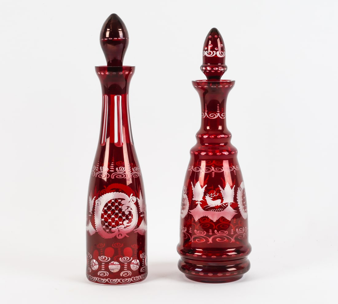 ANTIQUE BOHEMIAN GLASS DECANTERS INCL. EGERMANN (1 of 9)