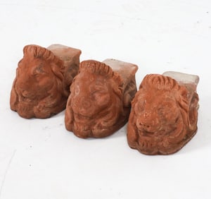 TERRACOTTA LION JARDINIERE FEET PLINTHS