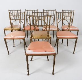 (8) CAST-IRON BAMBOO FORM DINING CHAIRS