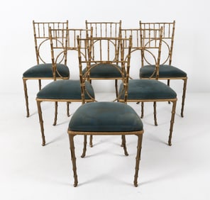 (6) CAST IRON BAMBOO-FORM DINING CHAIRS