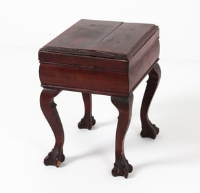ANTIQUE MAHOGANY CLAW FOOT STOOL