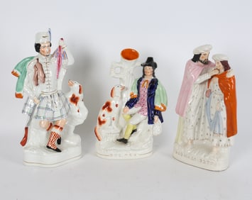 ANTIQUE STAFFORDSHIRE POTTERY GROUPING