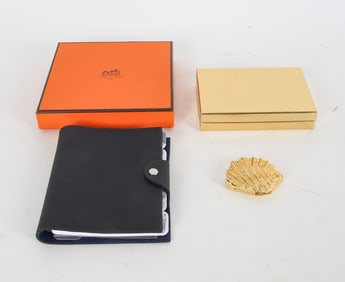 HERMES ULYSSE PM NOTEBOOK & ESTEE LAUDER COMPACT