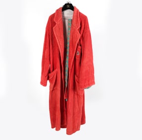 VINTAGE HERMES TERRYCLOTH ROBE W/ ZEBRA MOTIF