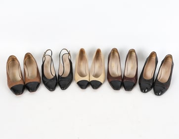 VINTAGE CHANEL LEATHER HEELS SHOE GROUPING