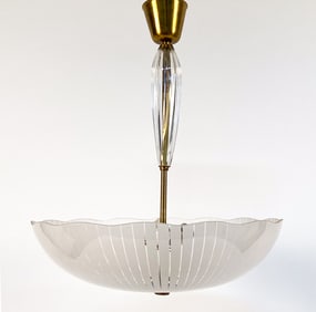CARL FAGERLUND BRASS & GLASS CHANDELIER