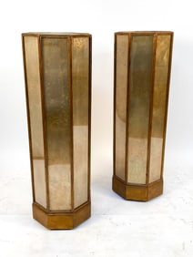 PAIR OF MIRRORED PEDESTALS