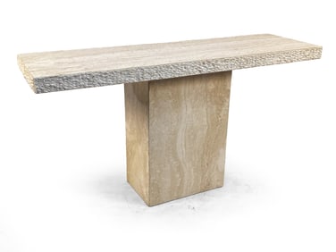 ITALIAN MODERN TRAVERTINE CONSOLE TABLE