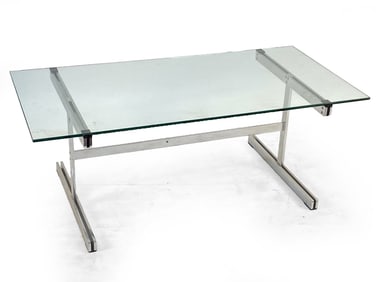 VINTAGE JOHN VESEY STYLE GLASS COFFEE TABLE