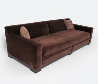 CHRISTIAN LIAIGRE HOLLY HUNT BROWN VELVET SOFA