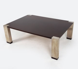 HICKORY CHAIR MAHOGANY & NICKEL COFFEE TABLE