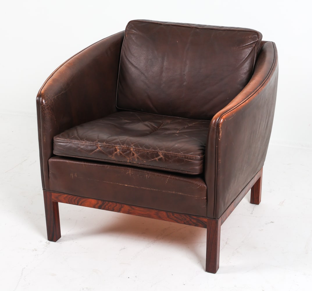 DANISH LEATHER CLUB CHAIR C. 1960'S (1 of 14)