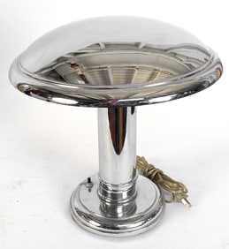 GEORGES HALAIS STYLE CHROME TABLE LAMP C. 1970S