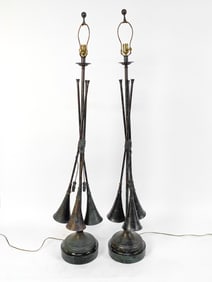 PAIR OF MAITLAND SMITH HORN FLOOR LAMPS 20TH C.