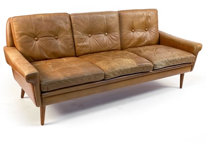 ATTR. SVEND SKIPPER DANISH LEATHER SOFA C. 1960S