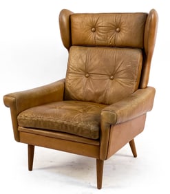 ATTR. SVEND SKIPPER DANISH LEATHER LOUNGE CHAIR