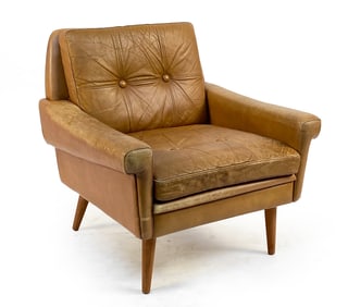 ATTR. SVEND SKIPPER DANISH LEATHER LOUNGE CHAIR