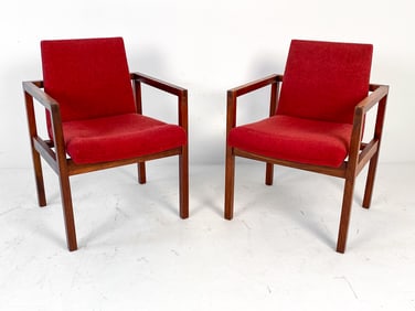 PAIR OF MID-CENTURY WALNUT ARMCHAIRS