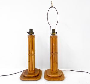 MID-CENTURY BAMBOO & RATTAN TABLE LAMPS