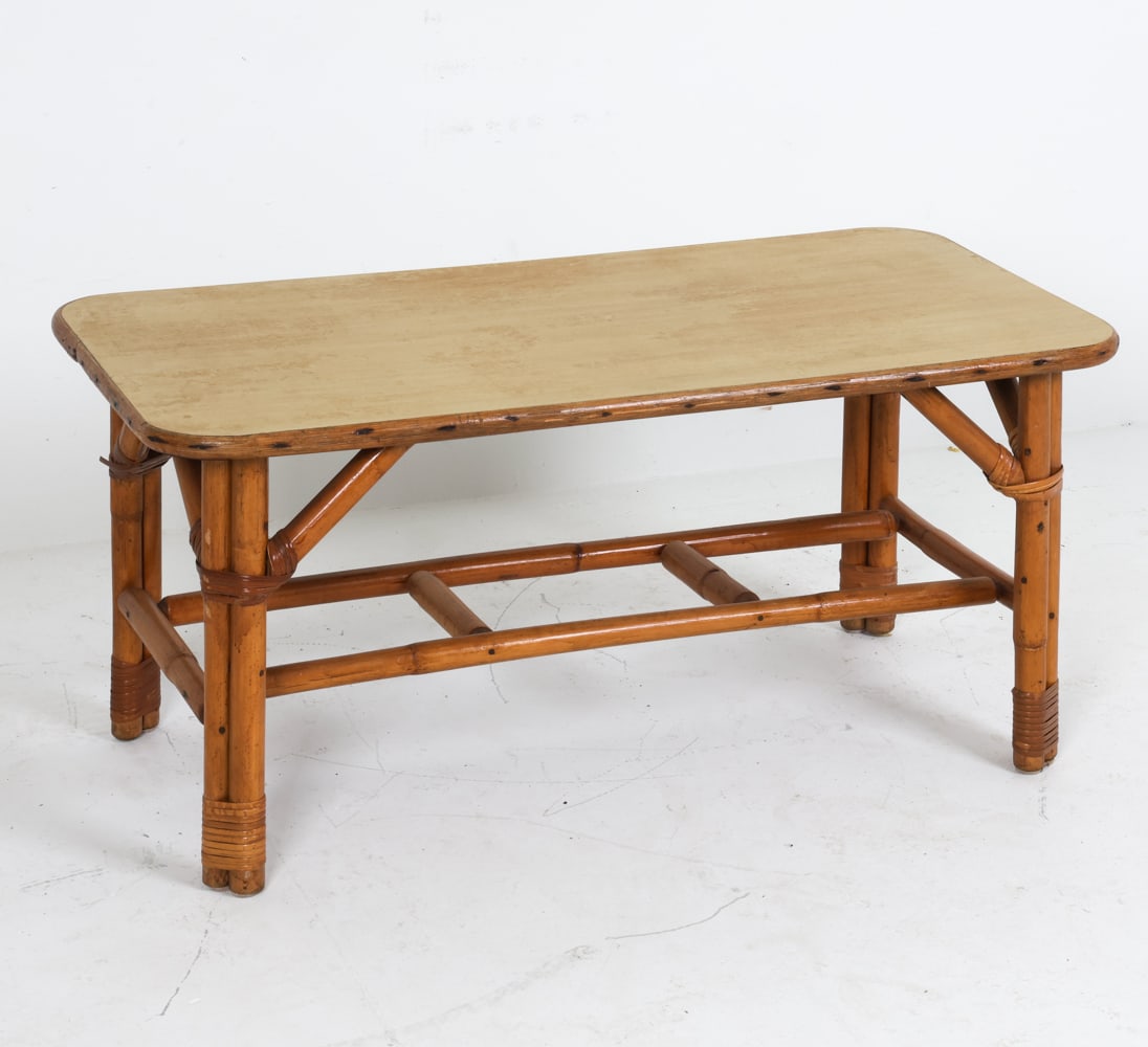 MID-CENTURY BAMBOO & RATTAN COFFEE TABLE (1 of 16)