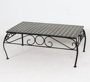 MID-CENTURY TILE & WROUGHT IRON COFFEE TABLE
