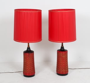 PAIR OF MID-CENTURY CERAMIC TABLE LAMPS