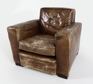CONTEMPORARY LEATHER CLUB CHAIR