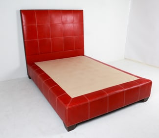 TOP STITCHED LEATHER BED FRAME