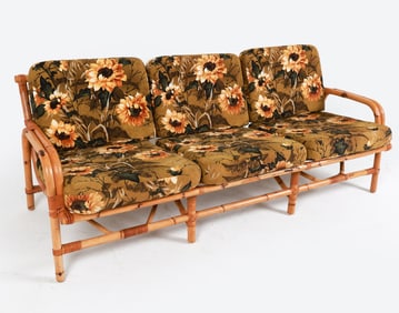 DANISH BAMBOO & RATTAN SOFA C. 1950'S