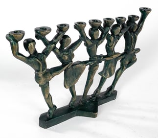 DAVID KLASS 'HORA DANCERS' BRONZE FIGURAL MENORAH