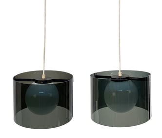 PAIR OF ACRYLIC PENDANT LIGHTS