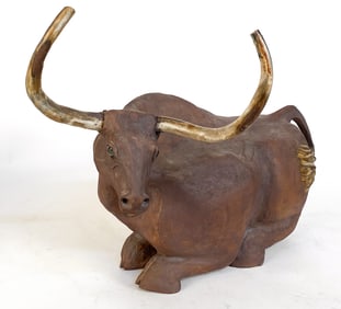 STUDIO CERAMIC BULL SCULPTURE