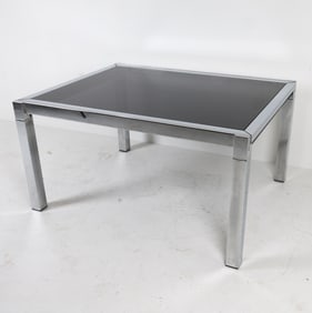 DIA CHROME & SMOKED GLASS EXTENDING DINING TABLE