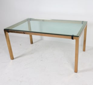 BRASS AND GLASS DINING TABLE