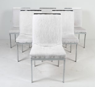(6) MILO BAUGHMAN STYLE CHROME DINING CHAIRS