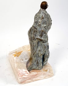 J. HAMMER MARBLE & BRONZE GANDHI SCULPTURE