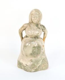 CARVED SOAPSTONE FEMALE FIGURE SCULPTURE