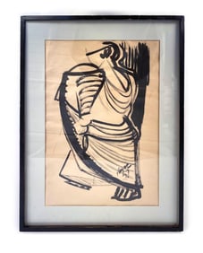 VINTAGE ABSTRACT PAINTING ON PAPER