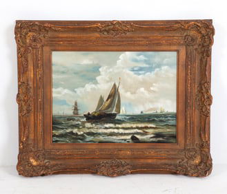 ANTIQUE O/C NAUTICAL PAINTING