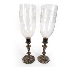 SILVER PLATE HURICANE CANDLE HOLDERS
