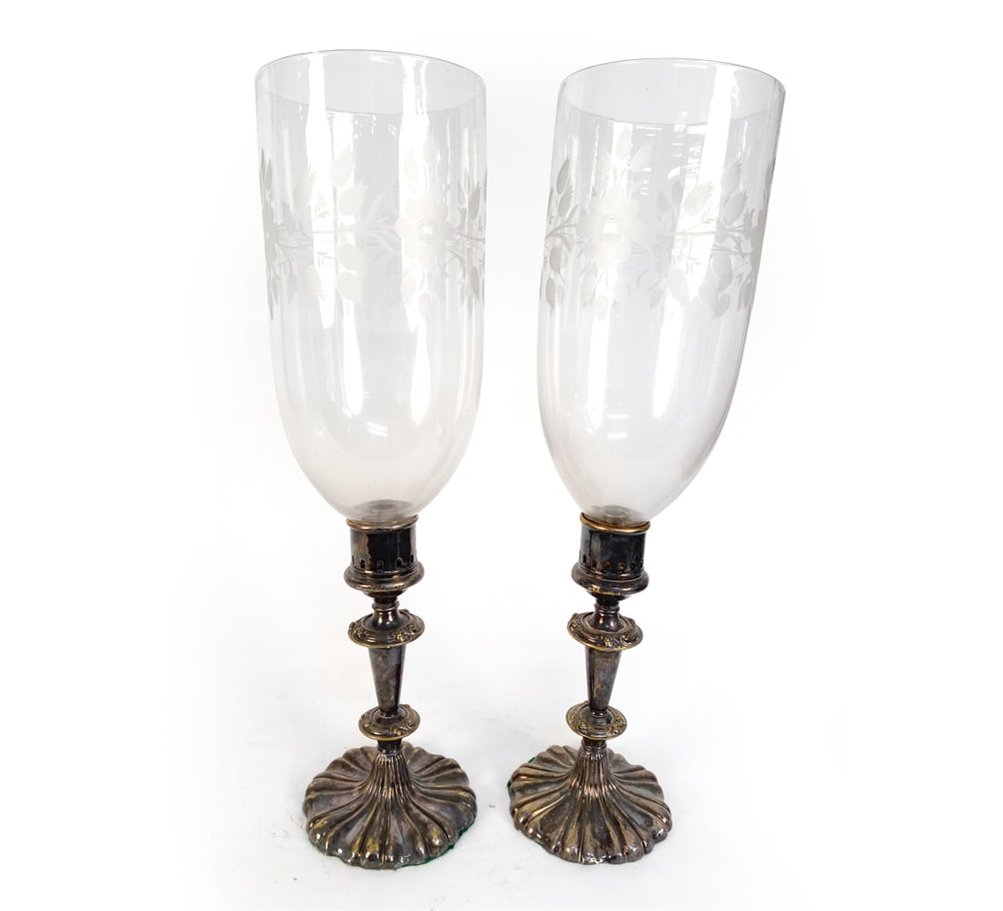 SILVER PLATE HURICANE CANDLE HOLDERS (1 of 8)