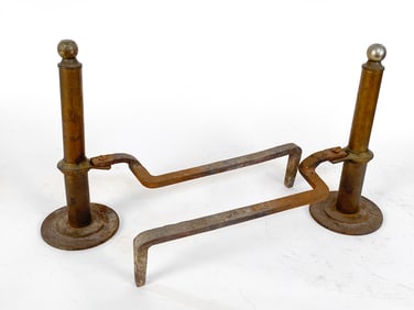 ART DECO COPPER & NICKEL ANDIRONS