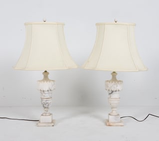 PAIR OF ALABASTER TABLE LAMPS