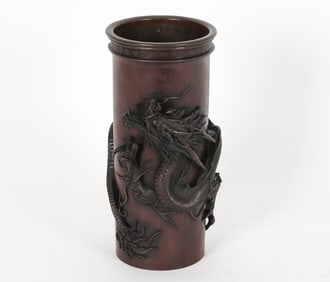 JAPANESE BRONZE DRAGON VASE
