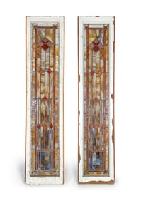 ANTIQUE ARTS & CRAFT STYLE STAINED GLASS WINDOWS
