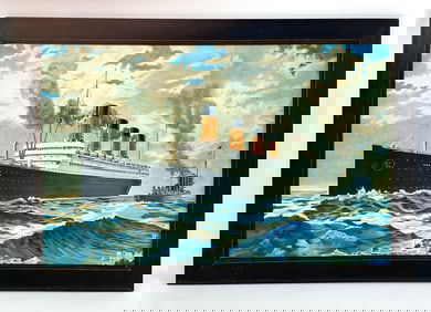 RMS AQUITANIA LITHOGRAPH PRINT EARLY 20TH C.