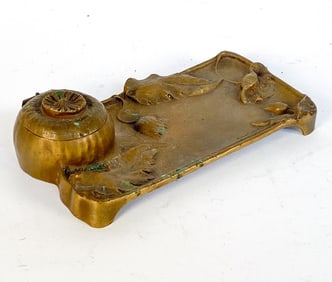 F. CLAESSENS ART NOUVEAU BRONZE INKWELL VIDE POCHE