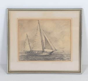 W. MARQUET (20TH C.) MARINE DRAWING