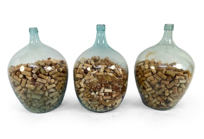 GLASS DEMIJOHN BOTTLES W/ CORKS